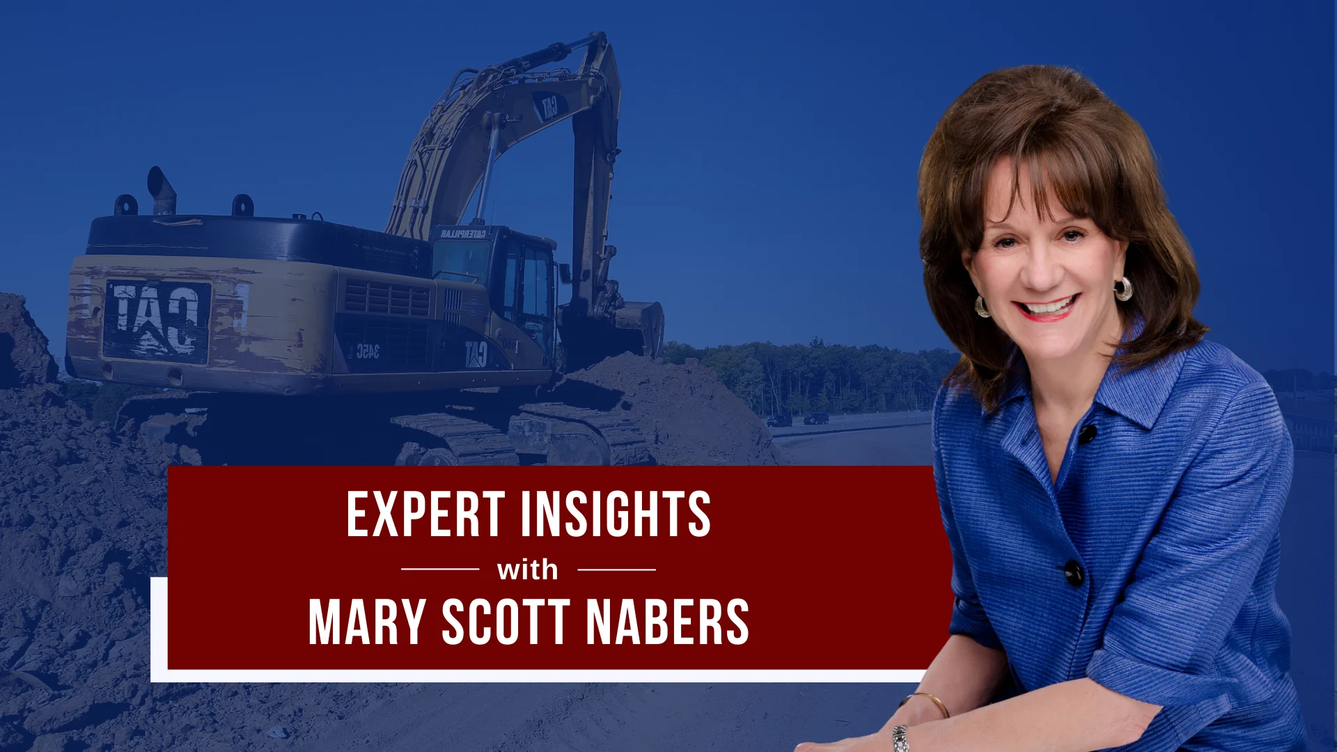 Mary Scott Nabers before a construction vehicle for her weekly column.