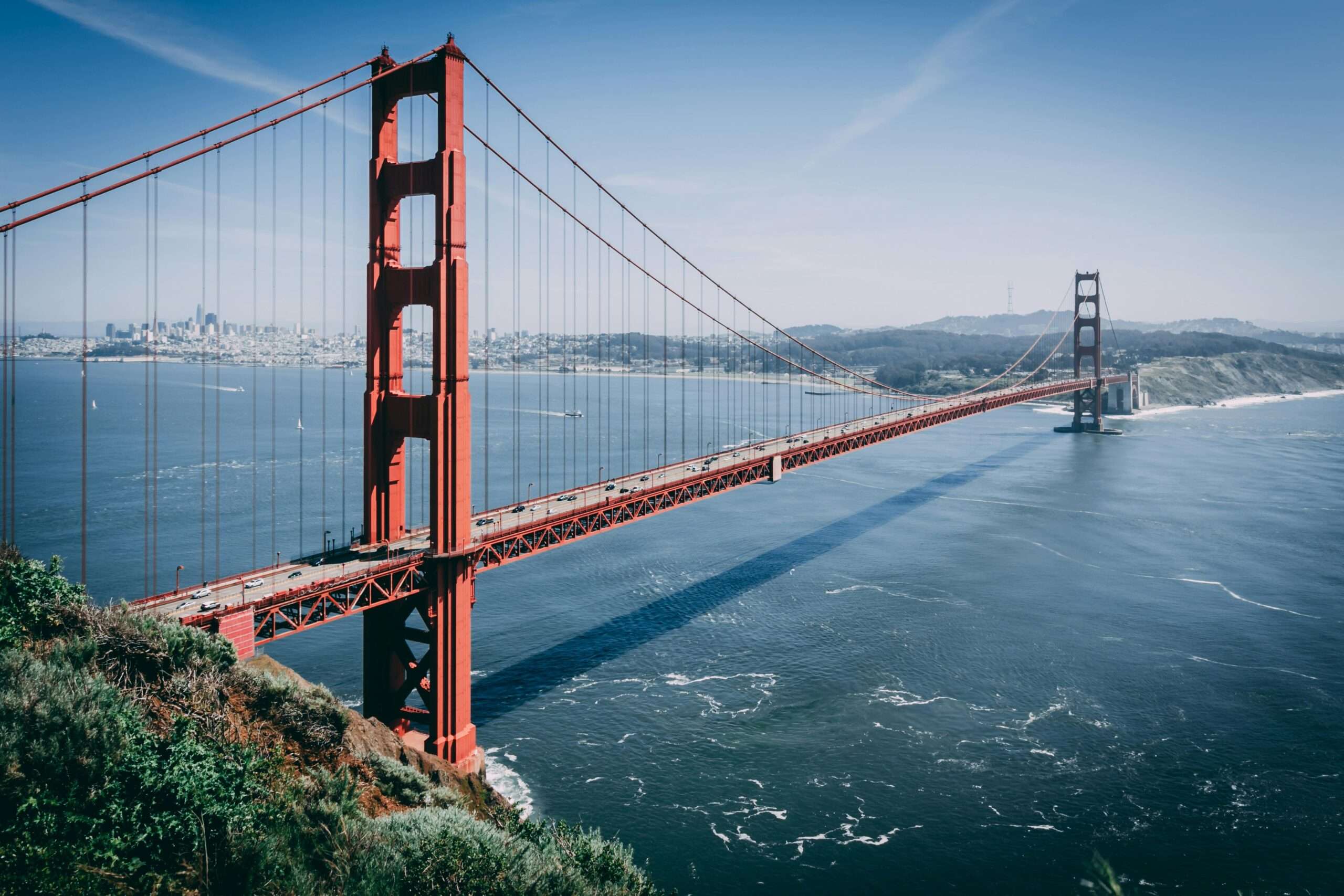 The Golden Gate Bridge in San Francisco from the Redwoods side.