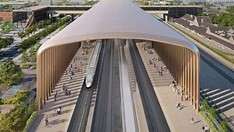 A rendering of the proposed California High-Speed Rail line when completed.
