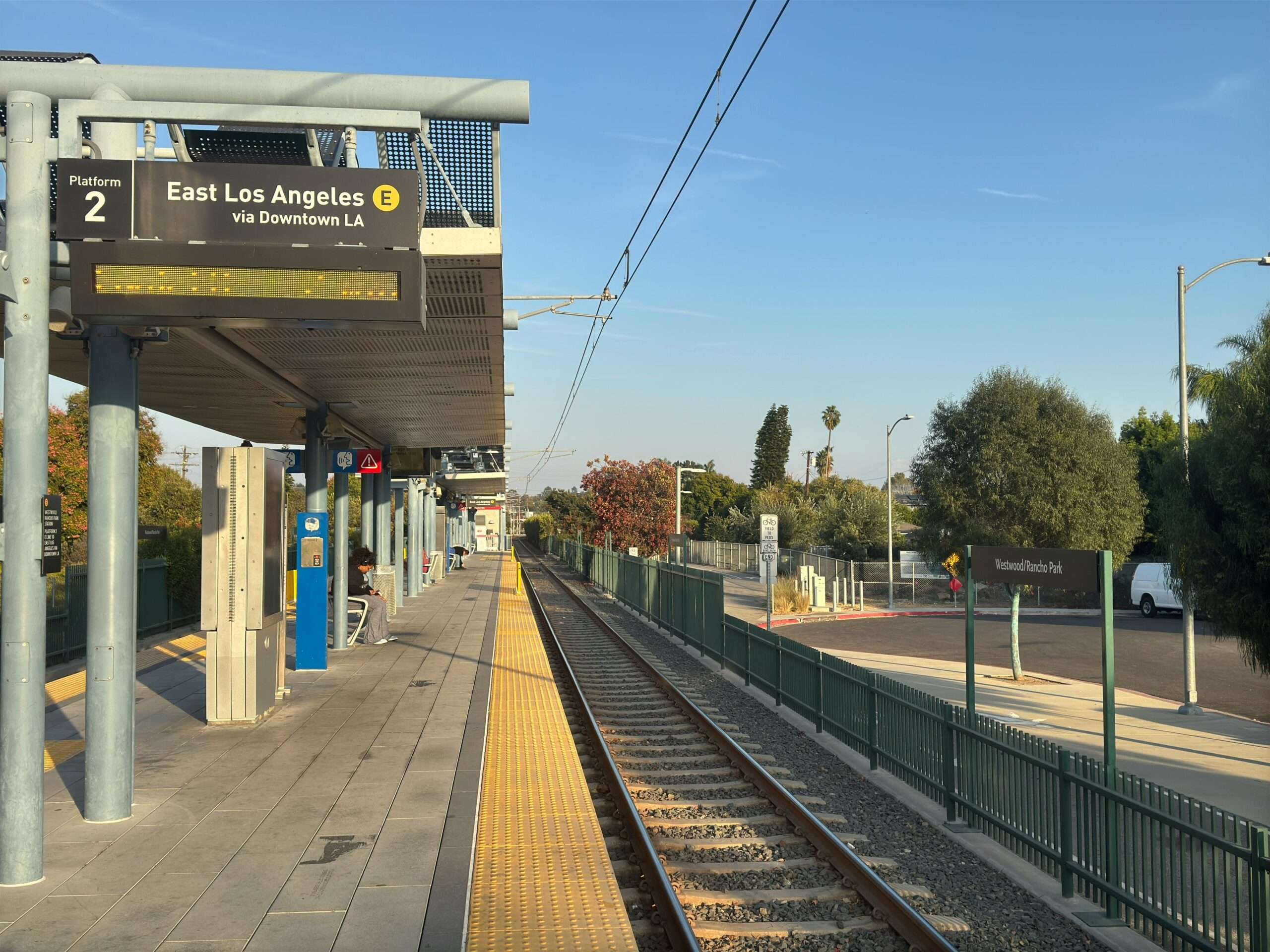 A light rail station in downtown Los Angeles.