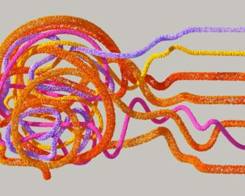 An image depicting AI and human biology intertwining.