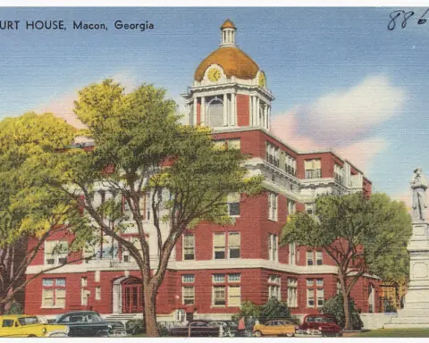 A postcard of the Macon County Courthouse in Macon, Georgia.