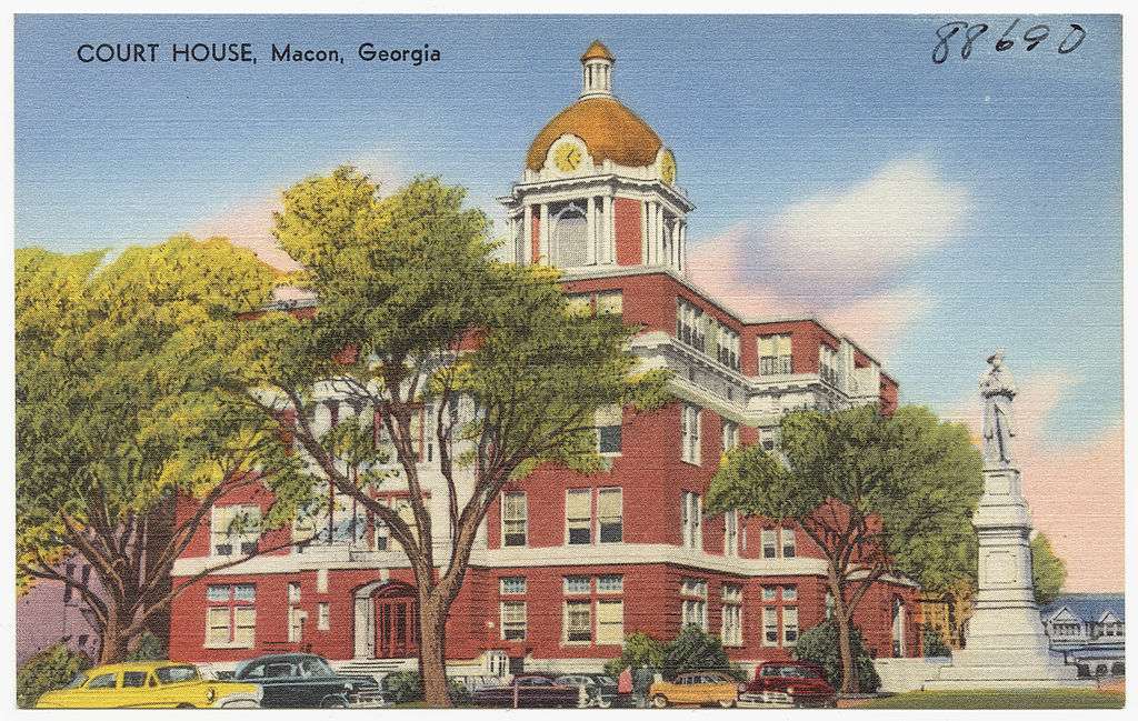 A postcard of the Macon County Courthouse in Macon, Georgia.