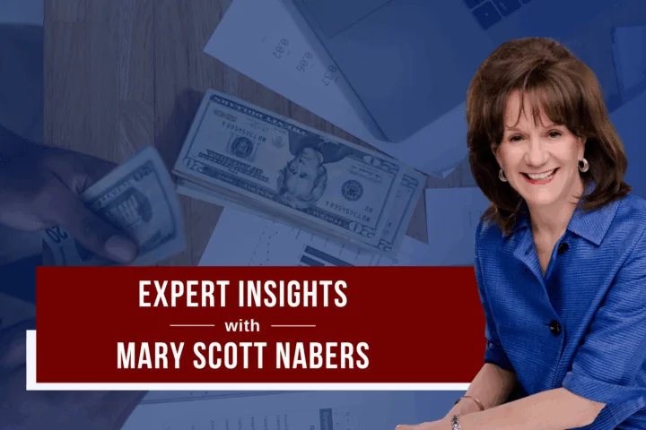 Mary Scott Nabers before planning documents for her weekly column.