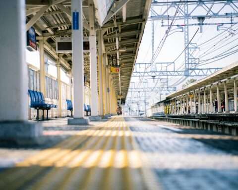 A train station from the ground.