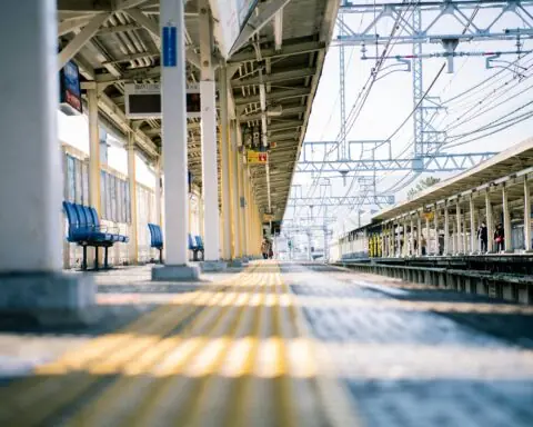 A train station from the ground.