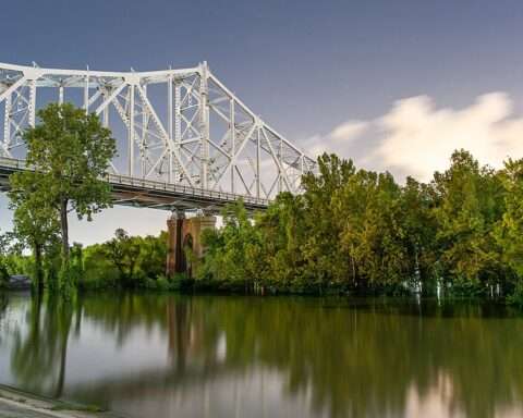 A bridge over the Mississippi River to Baton Rouge, Louisiana.