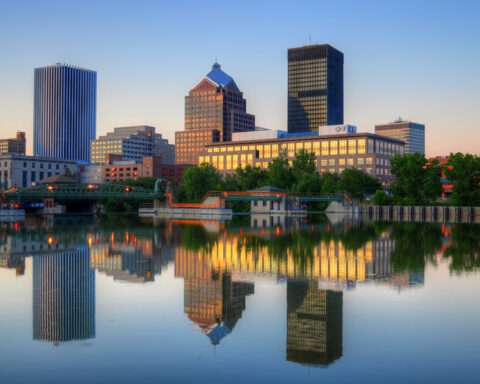 Rochester's downtown skyline in New York.