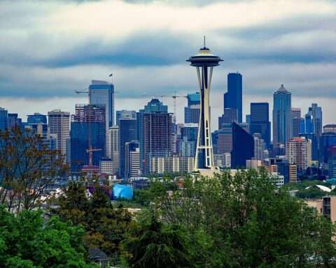 The Seattle space needle and skyline as seen from Kerry Park, Seattle, Washington