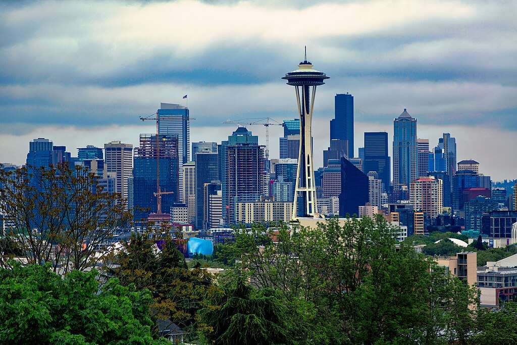 The Seattle space needle and skyline as seen from Kerry Park, Seattle, Washington