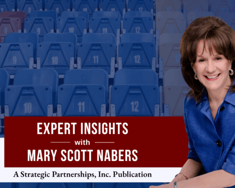 Mary Scott Nabers before arena bleachers for her weekly column. This week, about sports infrastructure.