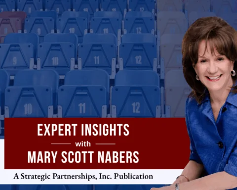 Mary Scott Nabers before arena bleachers for her weekly column. This week, about sports infrastructure.