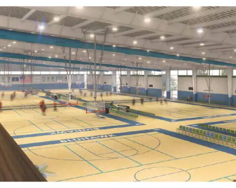 A rendering of a mixed-use court at the future Zebulon sports complex in Douglas County, Colorado.