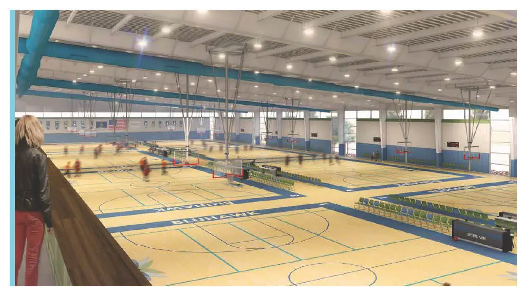 A rendering of a mixed-use court at the future Zebulon sports complex in Douglas County, Colorado.