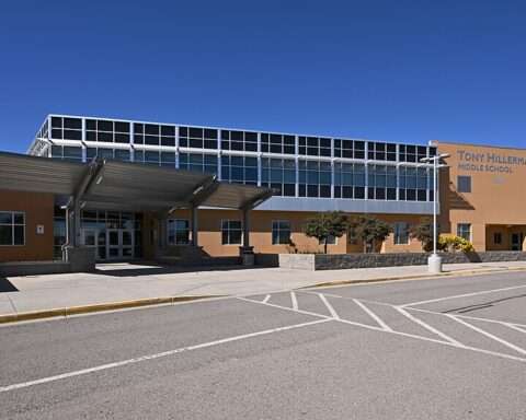 The front of the Tony Hillerman Middle School in Albuquerque.