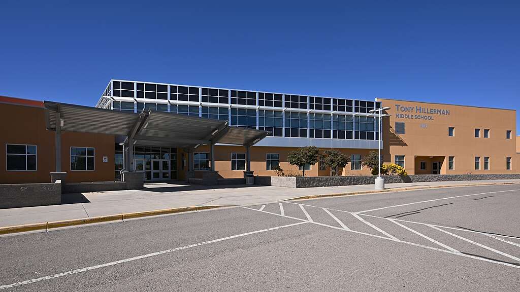 The front of the Tony Hillerman Middle School in Albuquerque.