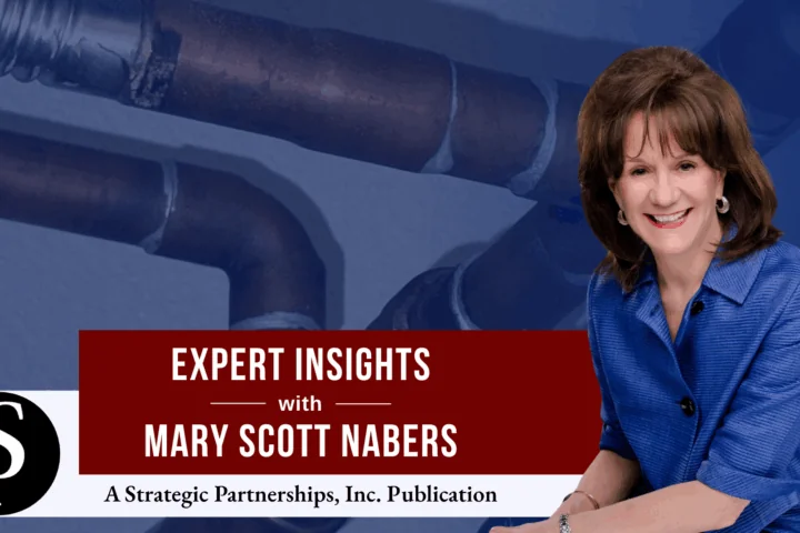 Mary Scott Nabers before a water delivery pipe for her weekly column.