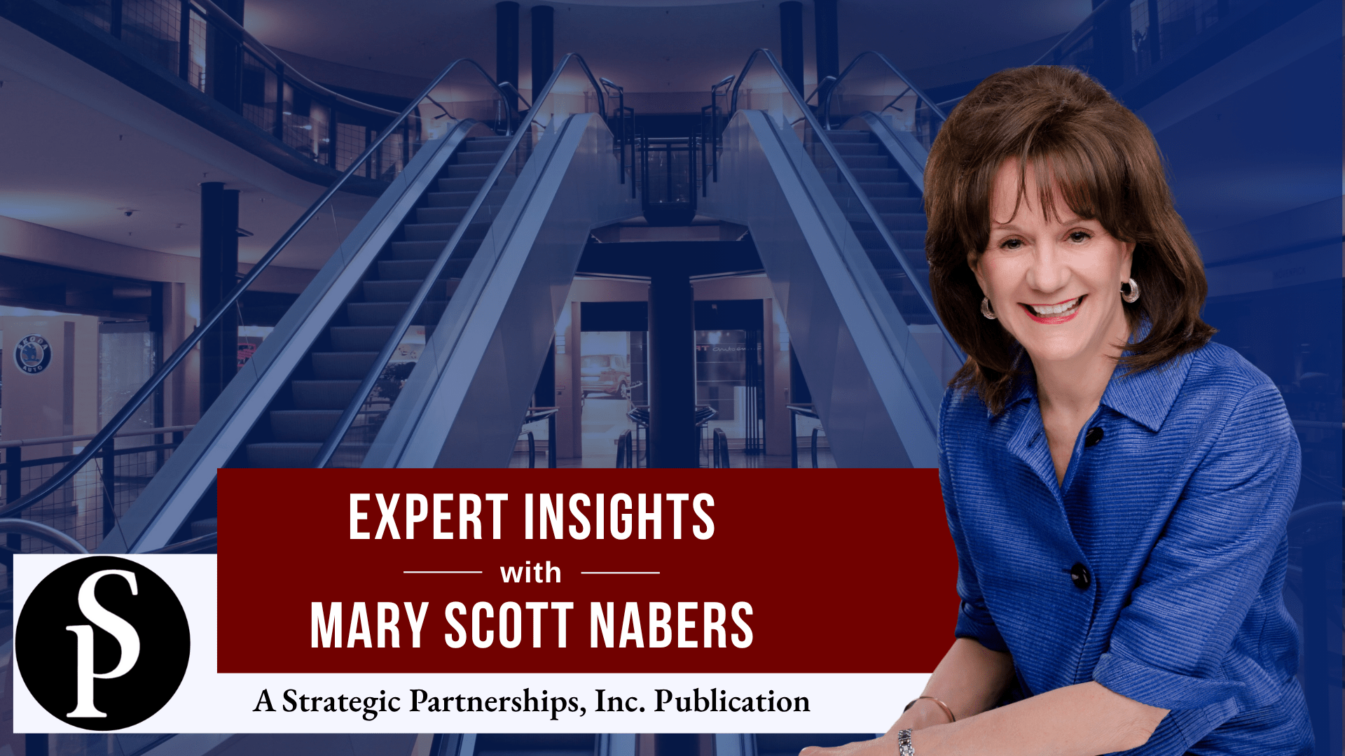 Mary Scott Nabers before mall escalators for her weekly column.