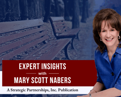 Mary Scott Nabers before park benches for her weekly column.