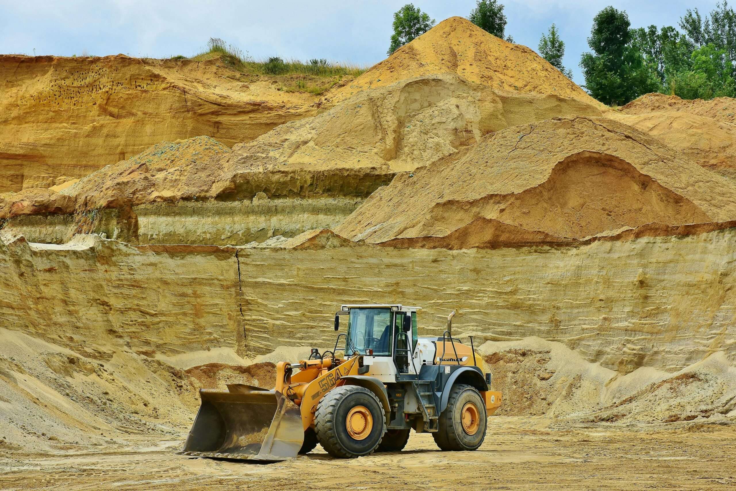 A bulldozer at a construction site.