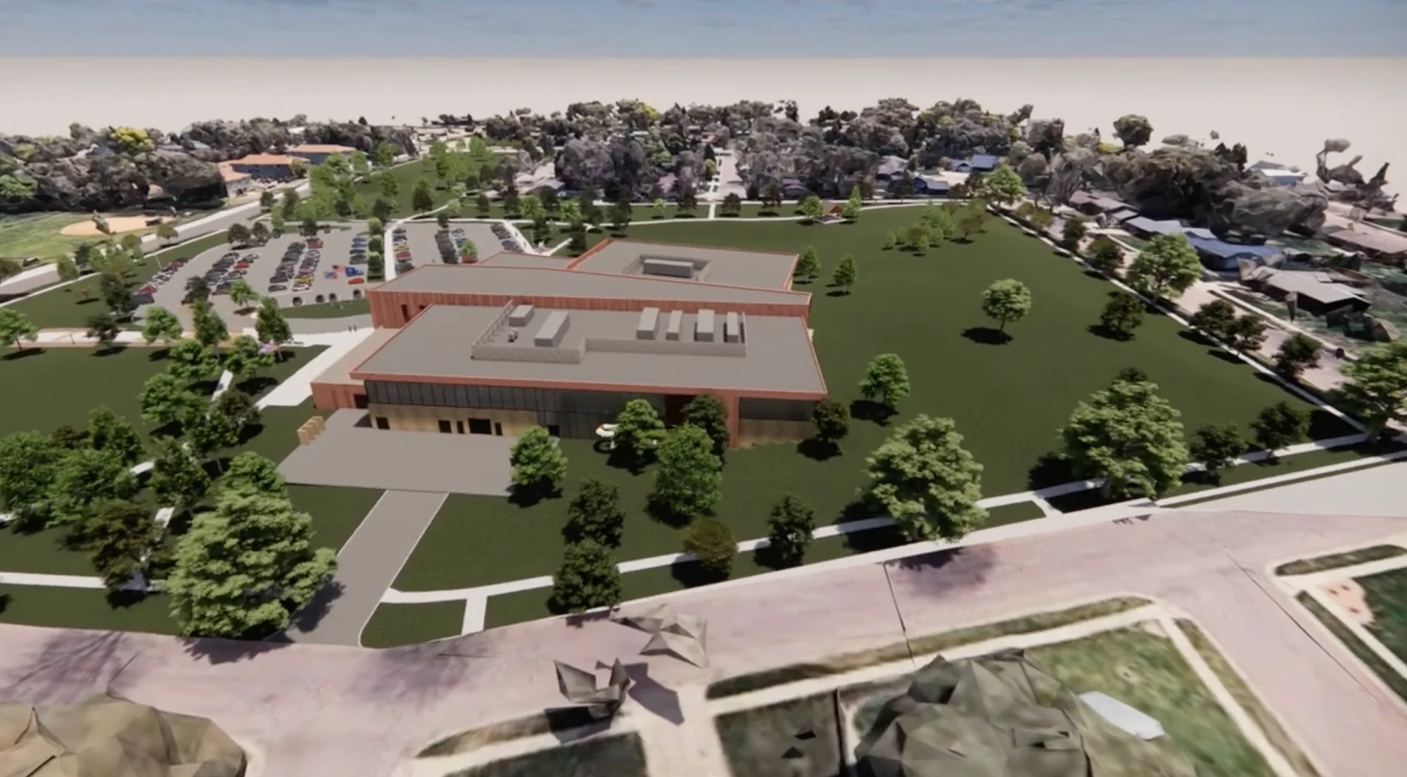 A rendering of the Frank Olson Recreation Center to be located at Frank Olson Park in Sioux Falls, South Dakota.