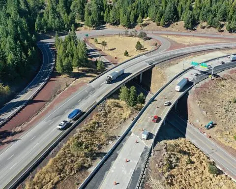 A view of the Interstate 5 bridge in Oregon.