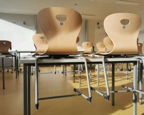 School classroom chairs.