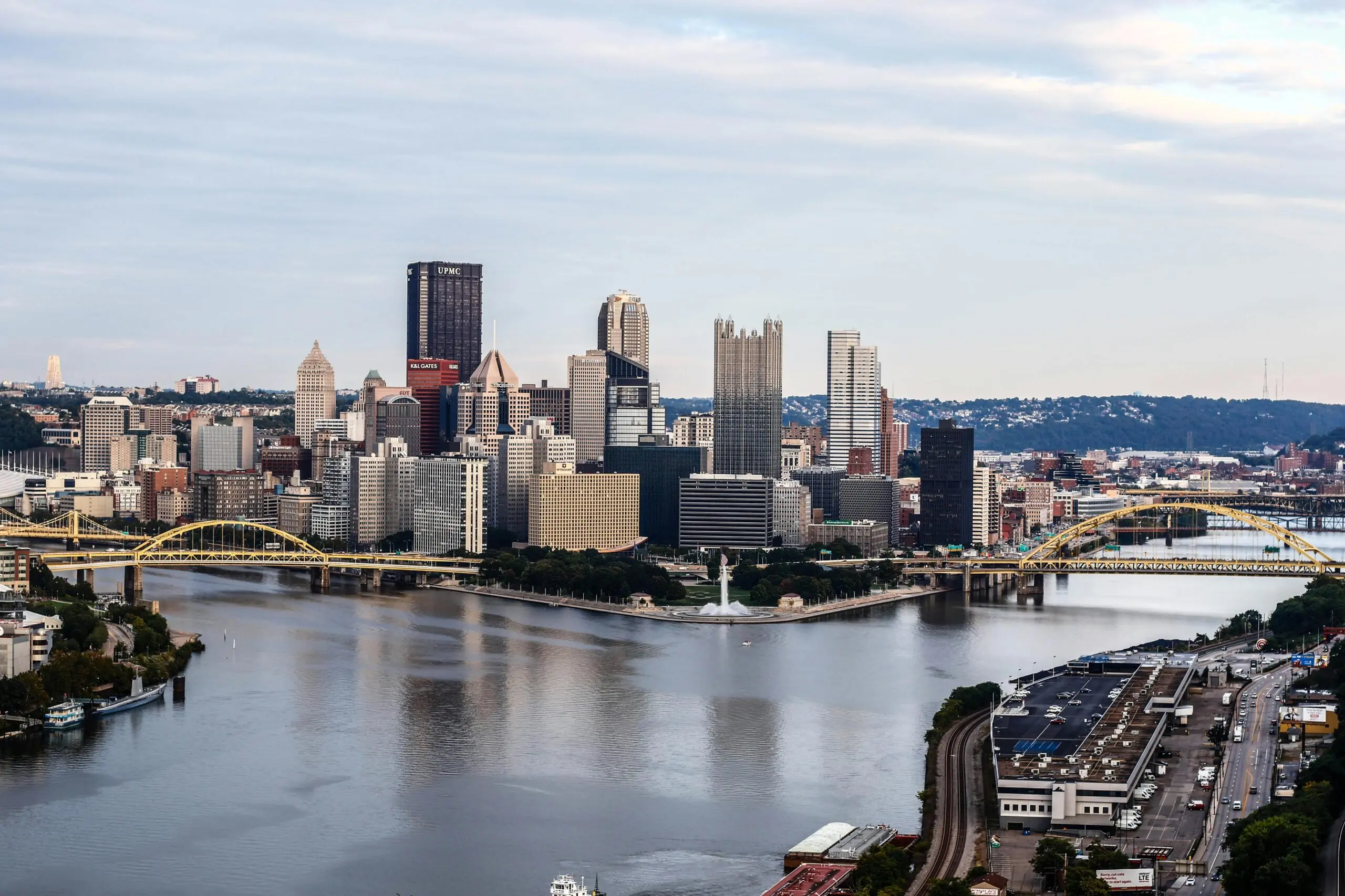 The Pittsburgh skyline from across the river.