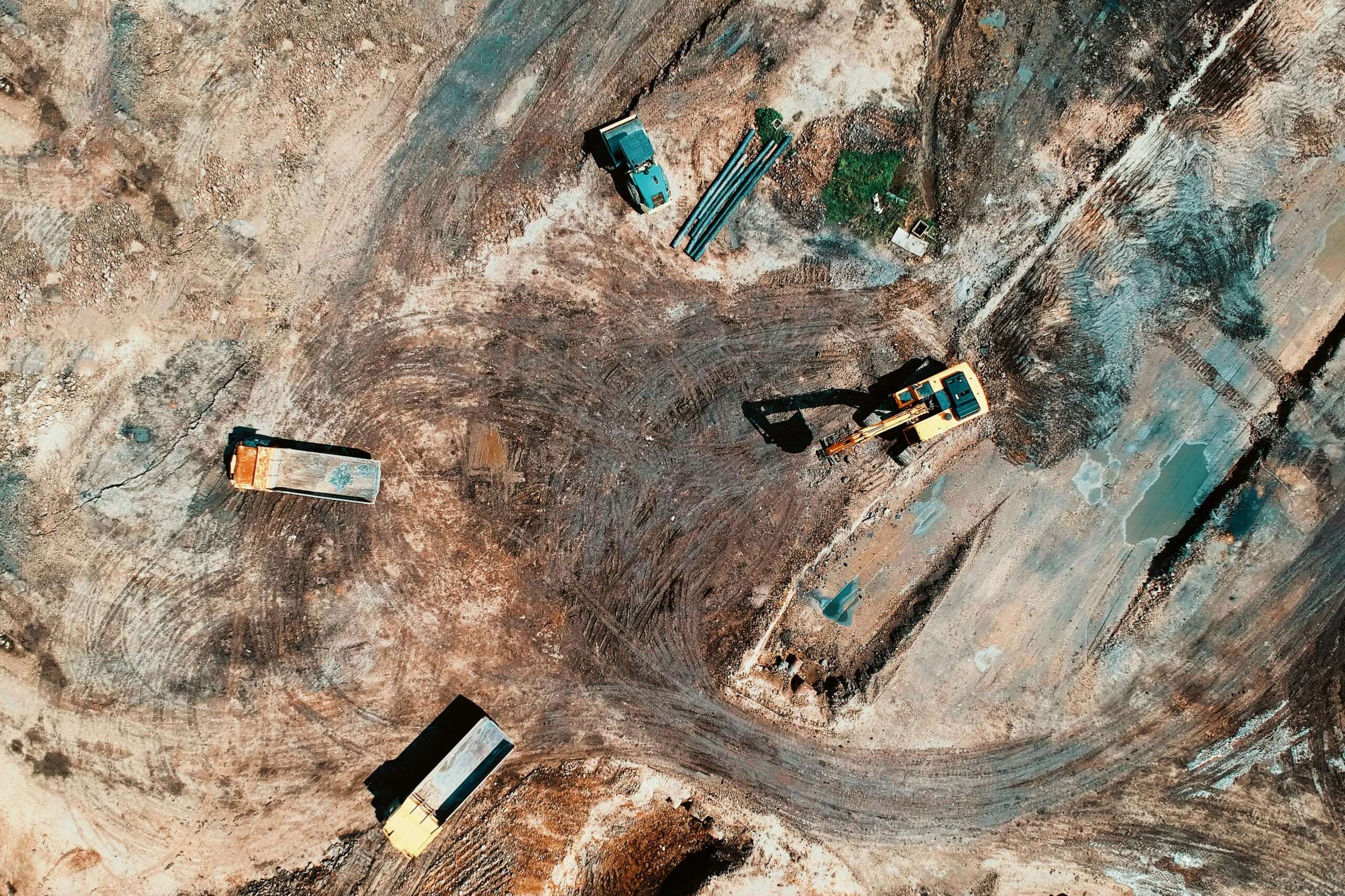 An aerial view of a construction site.