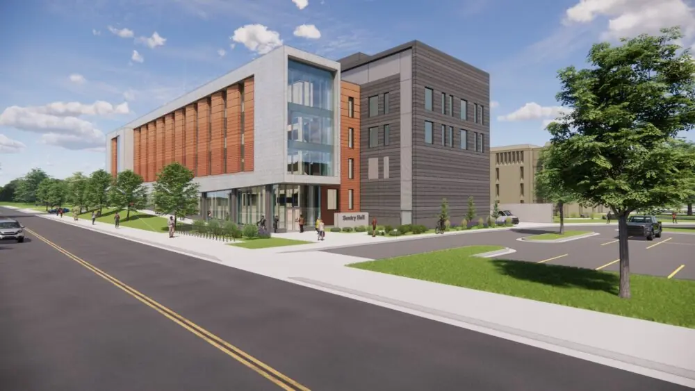 A rendering of the future Sentry Hall at the University of Wisconsin at Stevens Point.