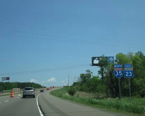 Interstate 35 in Iowa on a sunny day.