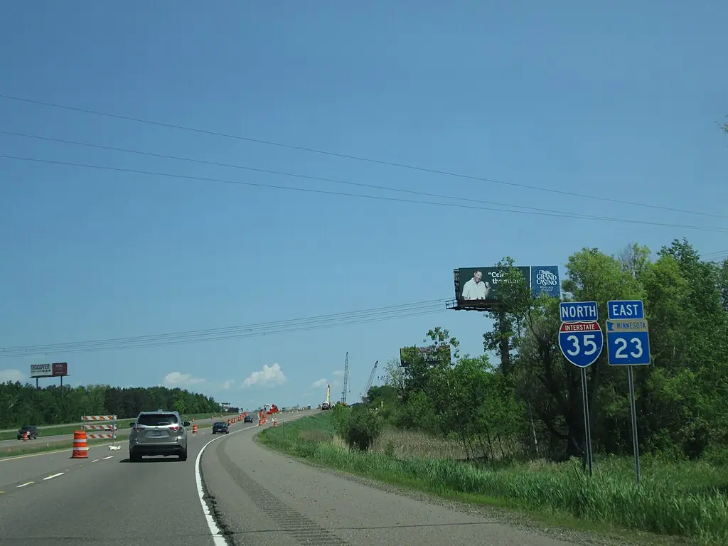 Interstate 35 in Iowa on a sunny day.