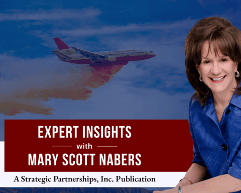 Mary Scott Nabers before a firefighting plane for her weekly column, this week about resilience initiatives.
