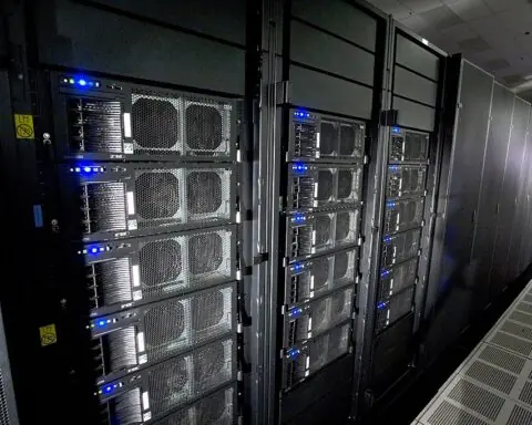Data stacks supporting a supercomputer at the Los Alamos National Laboratory.