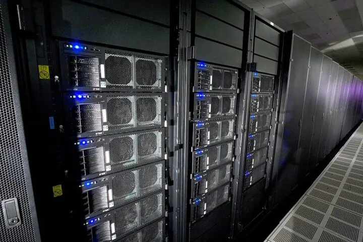 Data stacks supporting a supercomputer at the Los Alamos National Laboratory.