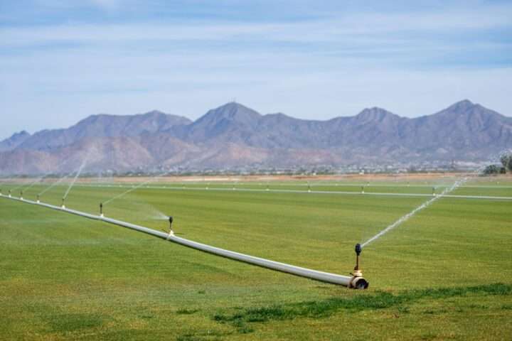 An irrigation field in the middle of the United States.
