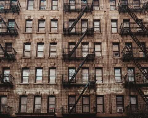 The exterior of a housing building in New York City.