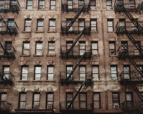The exterior of a housing building in New York City.