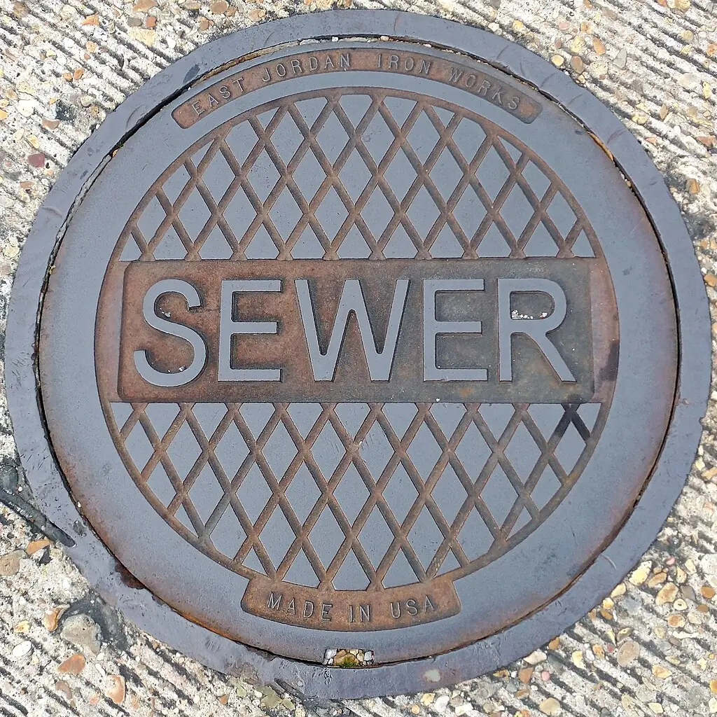 A sewer grate from above.