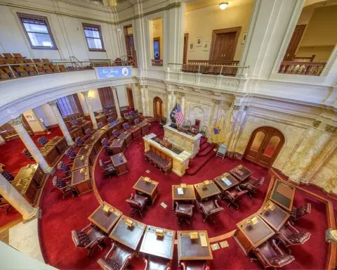 The New Jersey Senate Chamber from above.