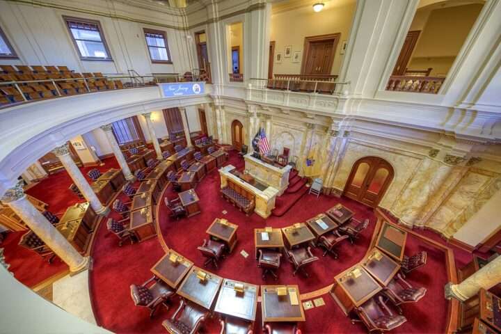 The New Jersey Senate Chamber from above.