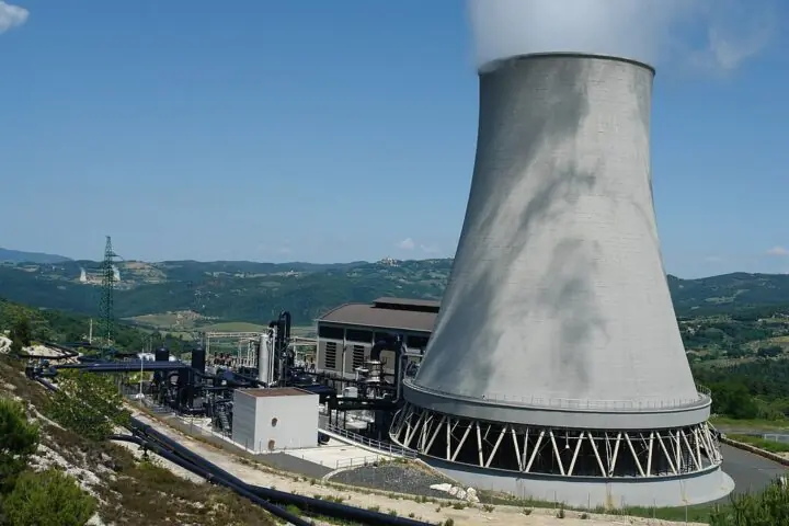 A geothermal energy generation facility in Italy.