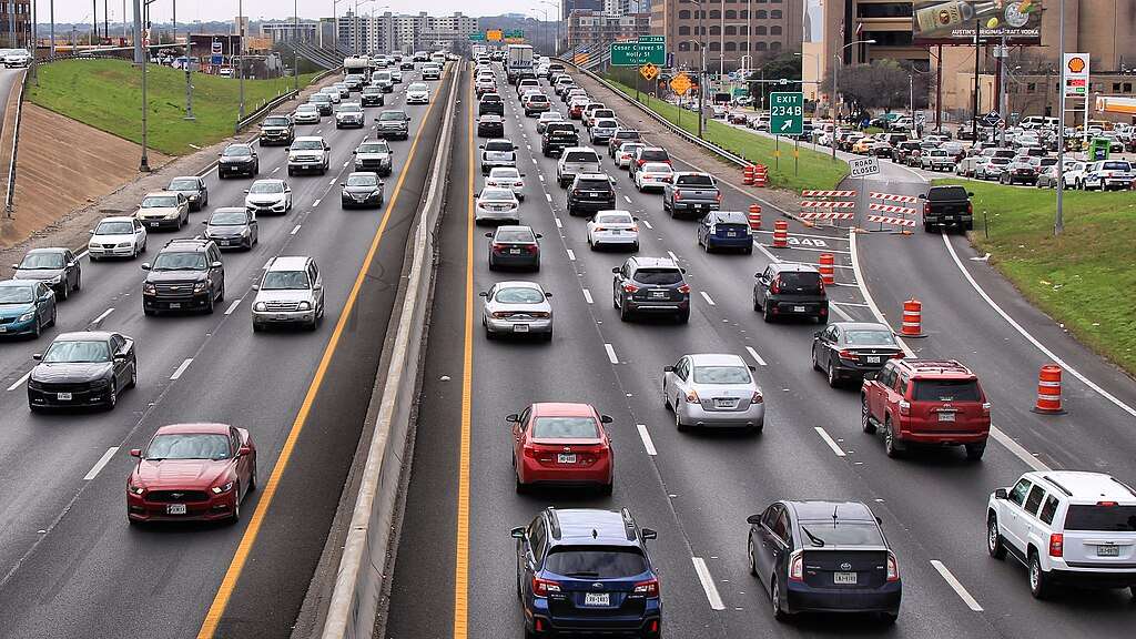 Typical weekend traffic on I-35 in Austin.
