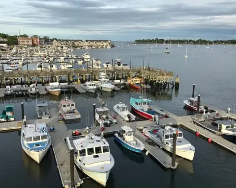An above view of a port in Massachusetts.
