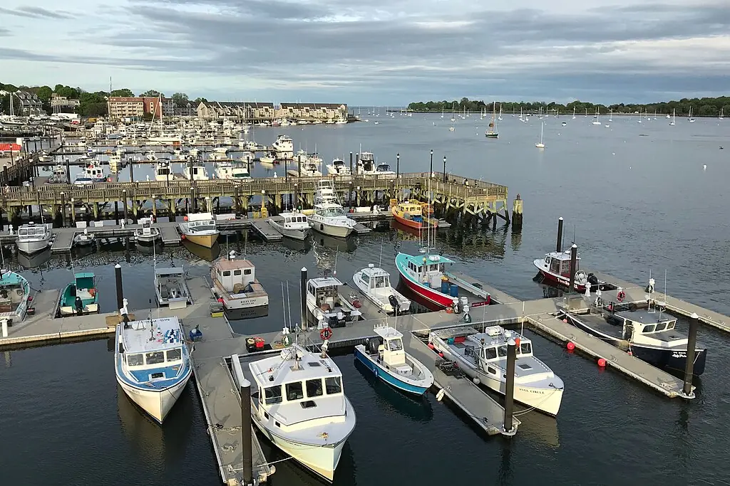 An above view of a port in Massachusetts.
