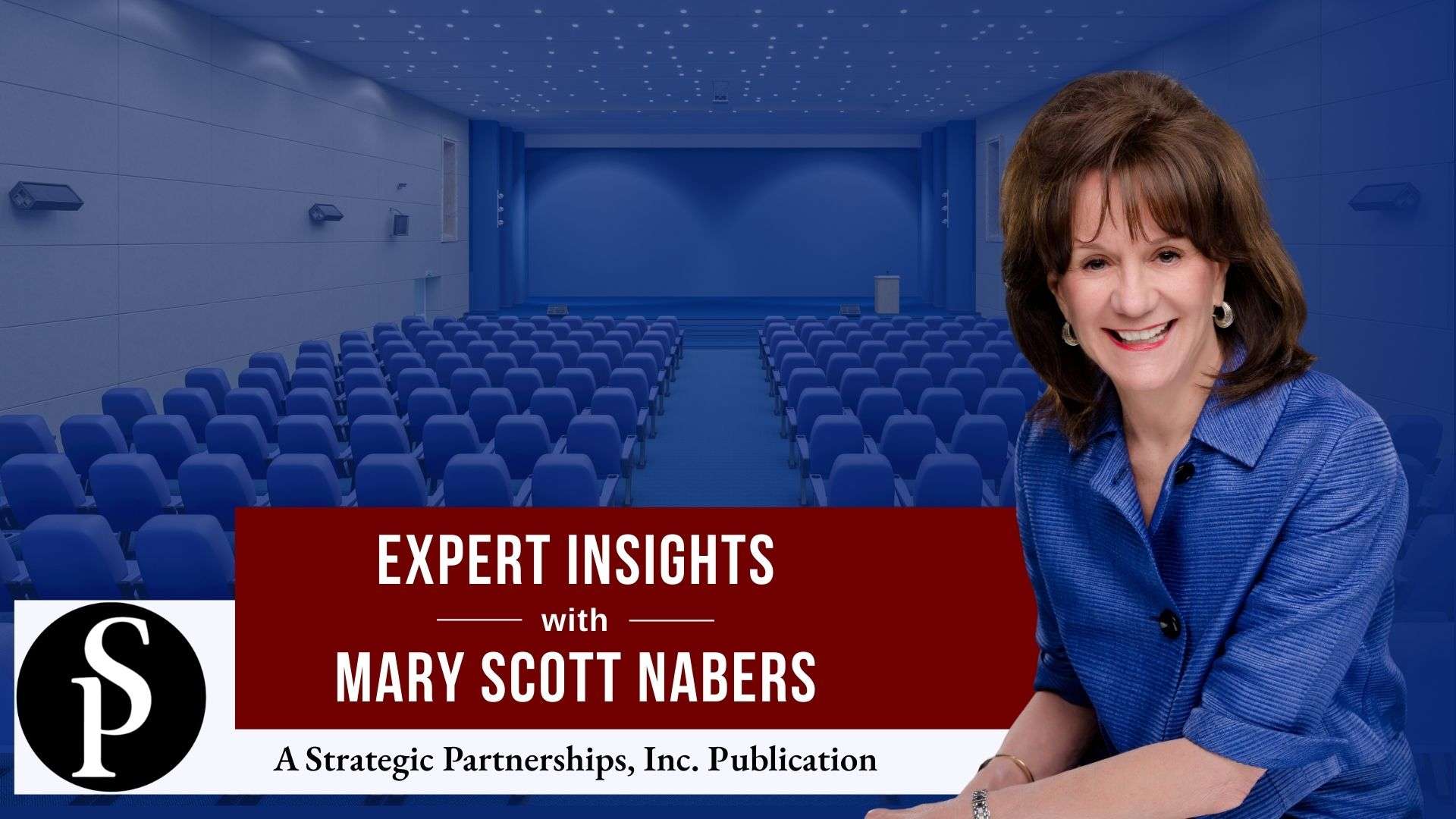 Mary Scott Nabers before a convention center room for her weekly column