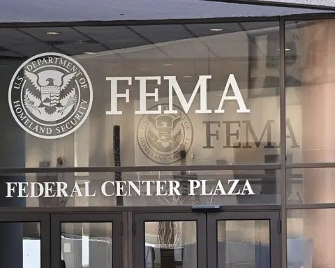 The front of the FEMA building in Washington D.C.