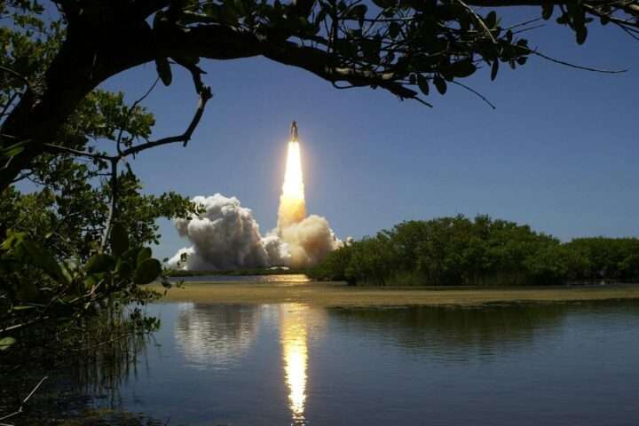 A space launch at Cape Canaveral, Florida.