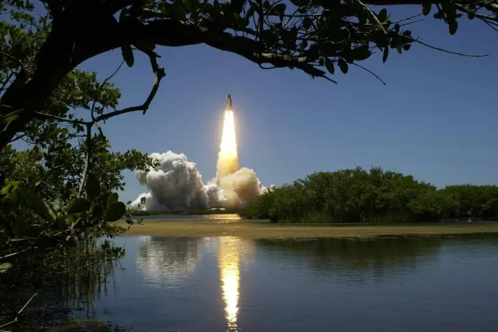 A space launch at Cape Canaveral, Florida.