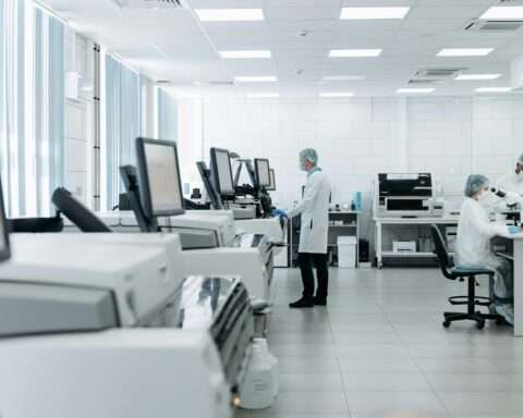 Researchers in a lab.